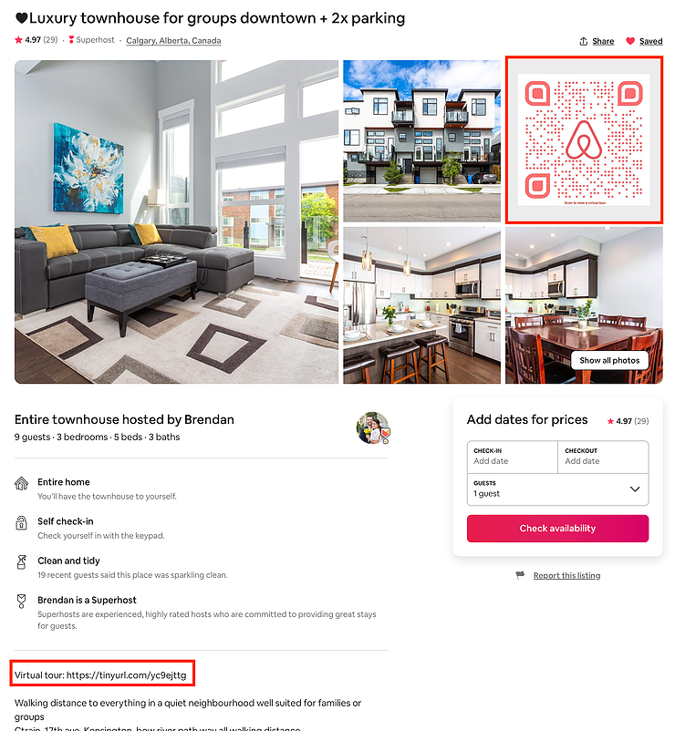 QRCode visible on Airbnb
