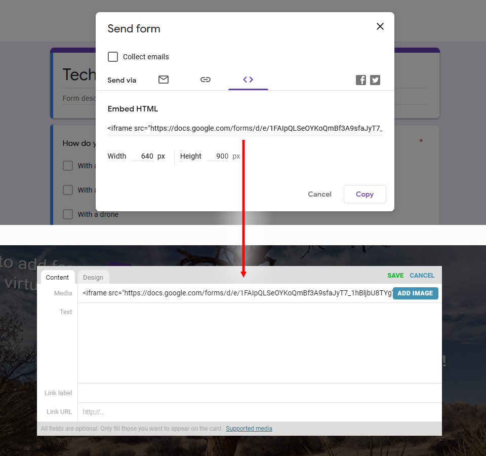 Embed a Google Forms within an Interactive Card on Kuula