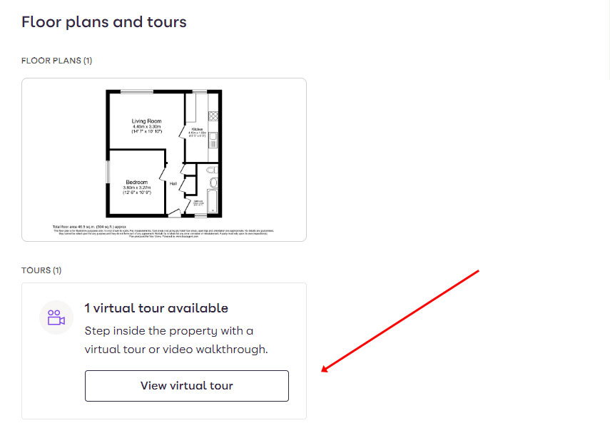 Placement of virtual tour link in a Zoopla listing
