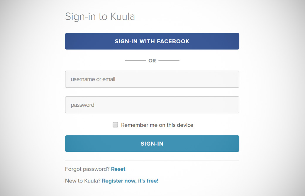 Social login and signup on Kuula