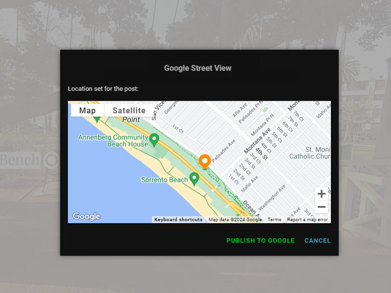 Kuula Google Street View publish interface