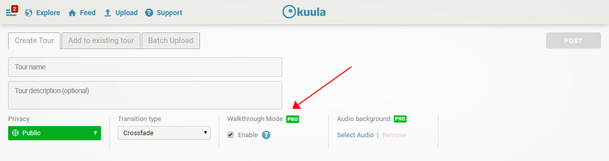 Walk-through mode checkbox