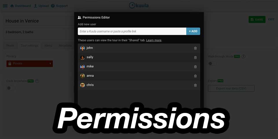 New feature: Kuula Tour Permissions